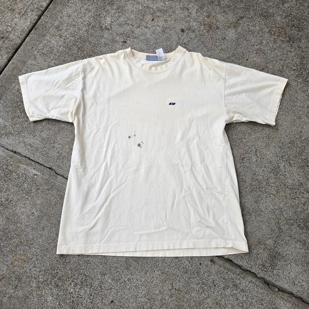 Vtg Y2k REEBOK Embroidered Future Logo Earthtone Distressed Athletic T Shirt Lg